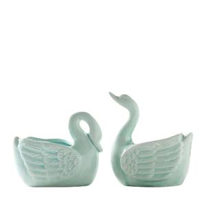 Nordic Swan a forma di ceramica smaltata carnosa Mini vasi da fiori per la casa all'aperto giardino decorazione Desktop con piattini - Product Image 1