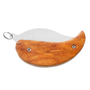 Cổ điển Alaska Quà Tặng thép không gỉ cong lưỡi gỗ xử lý Keyring gấp Pocket Ulu dao cho khắc laser - Product Image 2