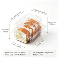 Boîte à gâteau carrée jetable en gros, conteneur transparent en plastique PET avec couvercle pour sandwichs et pains, qualité alimentaire