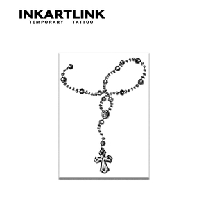INKARTLINK - Pegatinas <span class=keywords><strong>de</strong></span> Tatuajes Temporales para el Cuerpo, Diseño <span class=keywords><strong>de</strong></span> Rosario y Cruz, Resistentes al Agua, Ecológicas, Duran 15 Días, Venta al por Mayor - Product Image 3