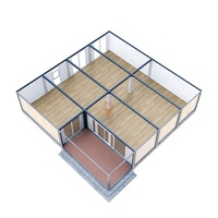 Maison conteneur préfabriquée personnalisée en usine 8 en 1 12m * 12m Maison en acier préfabriquée à plat avec 3 chambres, toilettes et salle de bains
