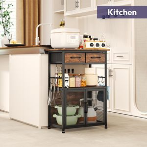 Mueble de Estación de Café Multiusos de Estilo Industrial Moderno SENYU, con Cajón Integrado, Ganchos Desmontables, para Cocina/Sala de Estar - Product Image 5