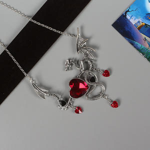 2020 Vintage Ali di Pipistrello Viola Della Pietra Preziosa Intarsiato Collana di Halloween Victoria Della Collana Vampiro Gotico - Product Image 3