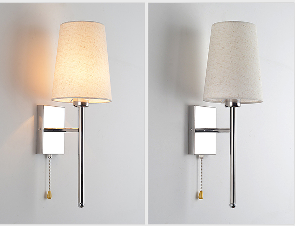 Modern wall light E27 Indoor Home bedroom nordic bedside gold sconce lighting fixture Hotel led Fabric Wall lamps