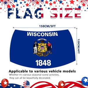 Funda para Capó de Coche de Spandex Sublimado de Alta Calidad con Bandera del Estado de Wisconsin, Bandera Personalizada para Coche para Días de Partidos de Fútbol Americano al Aire Libre - Product Image 2