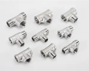 Casting Pipe Fitting Connector Male Equal Tee 304 Stainless Steel Male Thread Connection 150 LB 1"