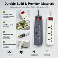 Stop Kontak Listrik Kabel 2M Dapat Disesuaikan, Kabel Ekstensi Universal 3 Stop Kontak, Soket Universal untuk Ruang Tamu