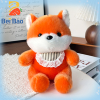 Peluche Renard Orange Moelleux Kawaii avec Bavoir en Dentelle Certifiée CE CPC, Jouet en Peluche Renard Personnalisable OEM ODM, Cadeau pour Enfants