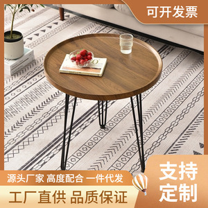 Modern Round Coffee Table Wood Top <b>Paint</b> Free For Living Room Sofa Side Table Hotel Reception Use - Product Image 5