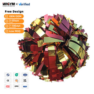 Pompons de cheerleading irisés en plastique et métal pour compétitions sportives, équipes de cheerleaders, défilés, carnaval, couleur et logo personnalisés - Product Image 1