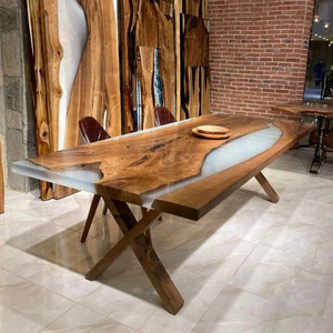 Epoxy Resin River <b>Table</b> Solid Wood <b>Live</b> <b>Edge</b> Dining <b>Table</b> Modern Luxury Furniture for Home Office Restaurant and Hotel Interiors - Product Image 3