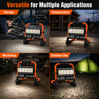 Lampe de travail LED portable rechargeable étanche 100W IP66 50 LED sans fil pour chantier, projecteur d'atelier réglable 6000K