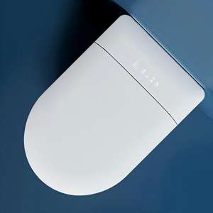 Ensemble complet de toilettes intelligentes à capteur de pied pour salle de bain, WC intelligent à chasse automatique, montage au sol, siège chauffant carré, télécommande - Product Image 6