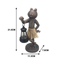 Maßgefertigte Harz-Frosch-Gartenskulptur mit Solar-Laterne, Großhandel Hula-Frosch Außendekoration, Wasserdichte Gartenskulptur