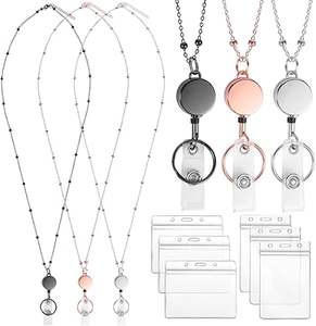 Portacredenciales Retráctiles de Acero Inoxidable Resistentes al Agua, con Cordón y Gancho, Personalizables con Logotipo por Impresión UV, Venta al Por Mayor - Product Image 1