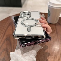 Protection d'objectif d'appareil photo transparente, étui de téléphone à paillettes de diamant pour SAMSUNG S25 S24Ultra A16 A06, étui en TPU souple magnétique