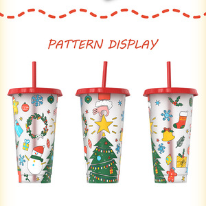 Vaso de Plástico que Cambia de Color, 710 ml, Reutilizable con Pajita para Bebidas Frías, Regalo para Fiestas - Product Image 3