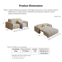 Moderno Sofá Cama Eléctrico Convertible y Reclinable en Tela y Cuero con Cama Plegable para Hoteles y Muebles del Hogar