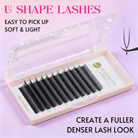 Extensions de cils en U à marque privée, courbure profonde en U, faux vison, cils individuels, logo personnalisé OEM, vente en gros pour salons professionnels