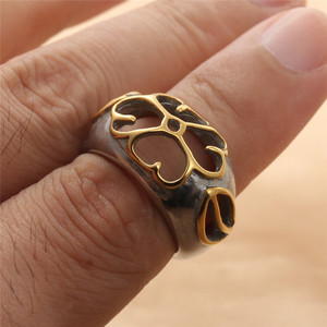 yunnique <b>Titanium</b> Steel Hollow Flower <b>Ring</b> Retro Punk Gold Unisex Fashion Jewelry 290116 - Product Image 4