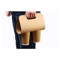 Porte-gobelet en papier jetable écologique, porte-gobelet en carton avec poignée