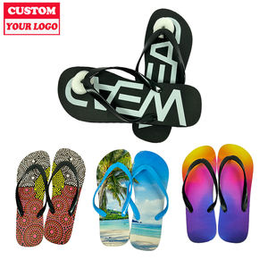 Pribadi sublimasi musim panas wanita sandal jepit sepatu 3d desain cetak Pe Pvc Eva sandal kustom Flip Flop dengan Logo