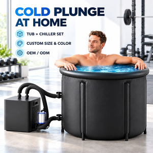Bañera de Hielo con Sistema de Enfriamiento, Bañera Redonda Negra y Conjunto de Enfriador Externo con Conexiones de Doble Manguera y Opciones de Tamaño Personalizado - Product Image 2