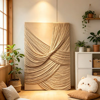 Art mural abstrait géométrique tissé en tissu texturé 3D fait main, style Art Déco, avec cadre en bois personnalisé, peinture à suspendre