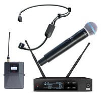 Système de microphone sans fil QLXD4 Beta58+ avec émetteur de poche supplémentaire, numérique 24 bits, 100 canaux UHF, véritable diversité
