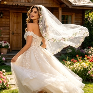 YouLaPan Velo <span class=keywords><strong>de</strong></span> <span class=keywords><strong>Novia</strong></span> al por Mayor con Bordado Floral <span class=keywords><strong>de</strong></span> Enredaderas y Perlas, Velo <span class=keywords><strong>de</strong></span> Boda <span class=keywords><strong>de</strong></span> Tul Transparente <span class=keywords><strong>de</strong></span> un Solo Nivel para <span class=keywords><strong>Novia</strong></span> Bohemia V339 - Product Image 6
