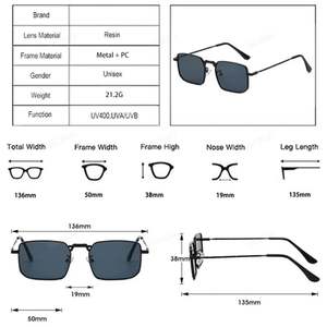 Gafas de Sol Personalizadas con Logotipo 2025, Moda Punk para Hombre y Mujer, Lentes Degradados Transparentes, Protección UV400, Montura Metálica Cuadrada - Product Image 4