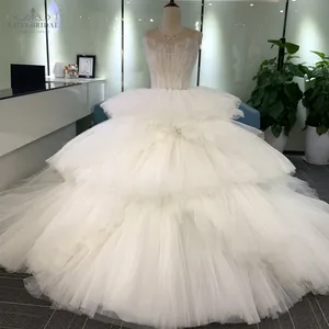 来自婚礼供应商的2021专属个性化定制瓢颈无袖公主婚纱礼服新娘礼服