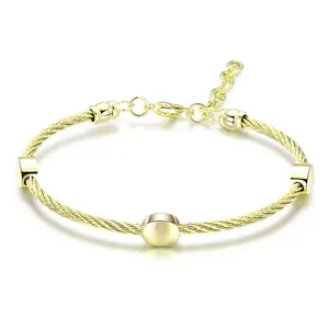 Fashionable Charm Bead Women Accessories Stainless Steel Cable Wire Bracelet