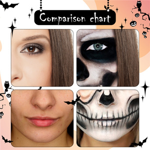 Kit de <span class=keywords><strong>Pintura</strong></span> Facial EELHOE, Profesional, Resistente al Agua, de Grado Cosmético, <span class=keywords><strong>Pintura</strong></span> Facial y Corporal Negra y Blanca, Maquillaje de Vampiro, Zombi y <span class=keywords><strong>Calavera</strong></span> - Product Image 4