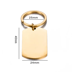 Tùy Chỉnh Khắc Thép Không Gỉ Hình Chữ Nhật Rose Gold 18K Vàng Đen Màu Xanh Con Chó <span class=keywords><strong>Tag</strong></span> Mặt Dây Chuyền Vòng Chìa Khóa Trống Khắc Móc Chìa Khóa - Product Image 2