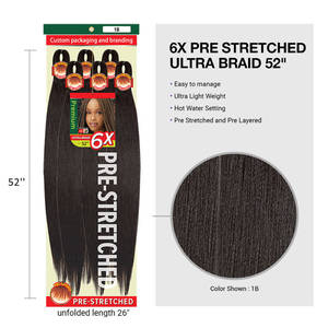 Mira 3X 6X 500g Cabello Sintético Preestirado para <span class=keywords><strong>Trenzas</strong></span> Yaki, 6 Paquetes <span class=keywords><strong>de</strong></span> 26 Pulgadas, Textura Afro Yaki Suave, Doble Trama a Máquina - Product Image 6