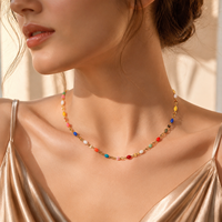 Collier en pierre naturelle, acier inoxydable doré, perles multicolores, bijoux bohèmes, collier tendance, bijoux fantaisie