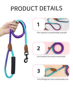 Tali anjing nilon dapat diatur, kerah hewan peliharaan, nyaman, empuk, berjalan, tali anjing tahan lama, warna-warni, tahan ledakan, pita rantai P, anjing antiselip - Product Image 5