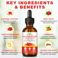 Complément alimentaire liquide à base d'extrait de plantes, gouttes de piment de Cayenne, pur et naturel, multivitamines, supplément liquide de piment de Cayenne