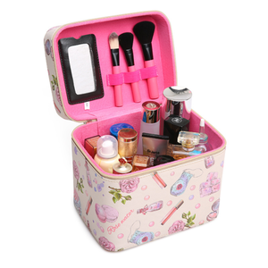 Manufacturer Directly Selling Flower Printing Cosmetic Container Box Makeup Organizer Case