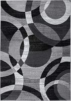 Tapis contemporain abstrait cercles Rugshop gris fabriqué à la machine pour un trafic élevé salon chambre à coucher bureau à domicile zones de cuisine