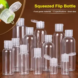 10 20 30 50 100 مللي ml زجاجة بلاستيكية PET شفافة زجاجة فراشة غطاء التجميل ملء جرة فليب غطاء الحيوانات الأليفة زجاجة
