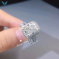 Bague de Mariage et de Fiançailles Tianyu Personnalisée en Or Blanc 14K 18K avec Moissanite VVS et Diamant de Laboratoire pour Femme