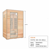 Cabine de sauna infrarouge étroite et large 1500x1100x2000mm en bois de pruche/cèdre/épicéa, cabine vapeur 2 personnes pour appartements et hôtels de charme