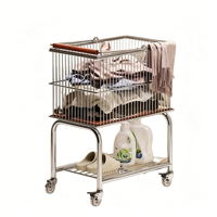 Panier de rangement pour salle de bain EFON EF25 moderne, à roulettes, non pliable, résistant à l'eau, en acier inoxydable robuste, détachable, facile à assembler