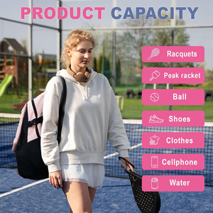 Customized Tennis & Pickleball Racket Backpack Nylon Bag With Insulated Pocket Separate <b>Shoe</b> Compartment 2 Rackets - Product Image 6