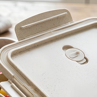 Boîte à lunch bento en paille de blé, plastique PP, 4 compartiments, anti-fuite, portable, pour l'école et le bureau