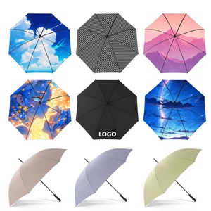 Custom Print Black Fiberglass Golf <b>Umbrella</b> 27 Inch 8rib 230g Shaft <b>Windproof</b> Straight Stick Premium Business Gifts Manual - Product Image 4