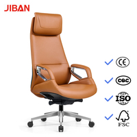 Chaise de bureau exécutive moderne en cuir, hauteur réglable, siège pivotant, base en alliage d'aluminium, accoudoirs fixes, appui-tête réglable