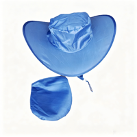 Chapeau de soleil pliable en nylon et polyester anti-UV à large bord pour activités de plein air, voyage, pêche, style cowboy, avec pochette de rangement